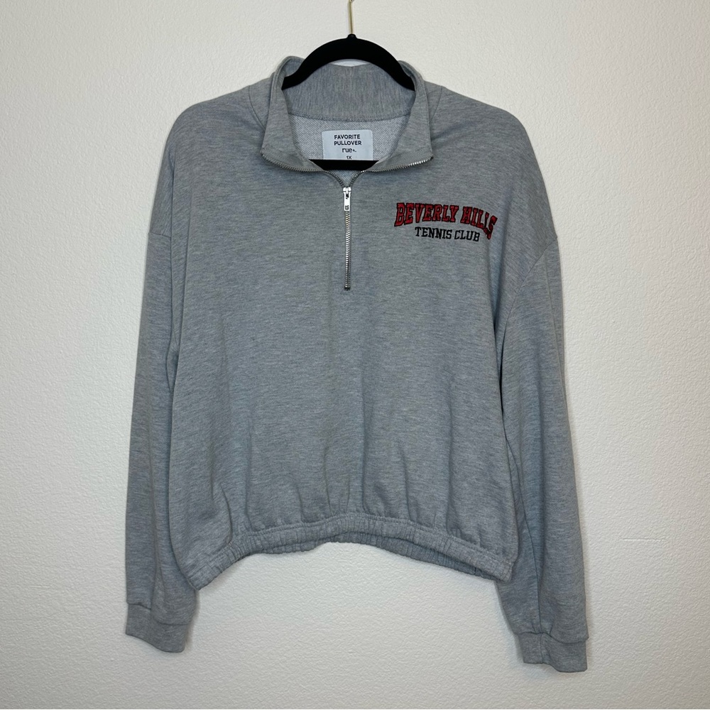 Plus size Beverly Hill, tennis club gray, long sleeve, zip up shirt
